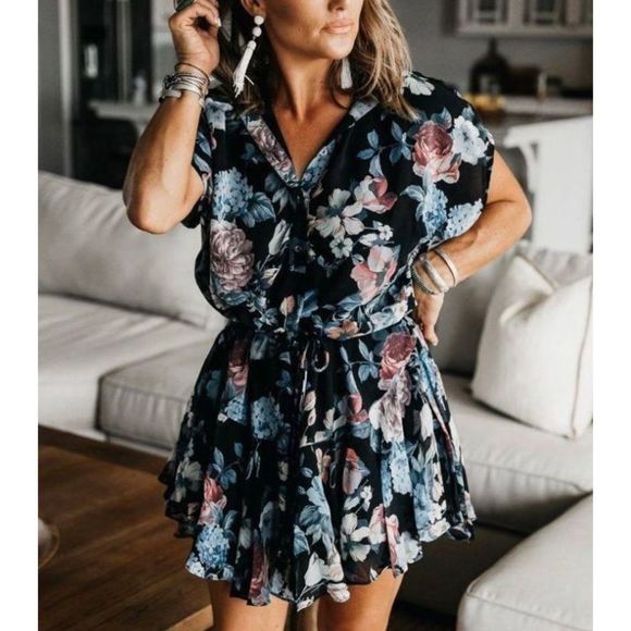 🆕✨AAKAA✨FLORAL SHEER MINI DRESS - Picture 2 of 7